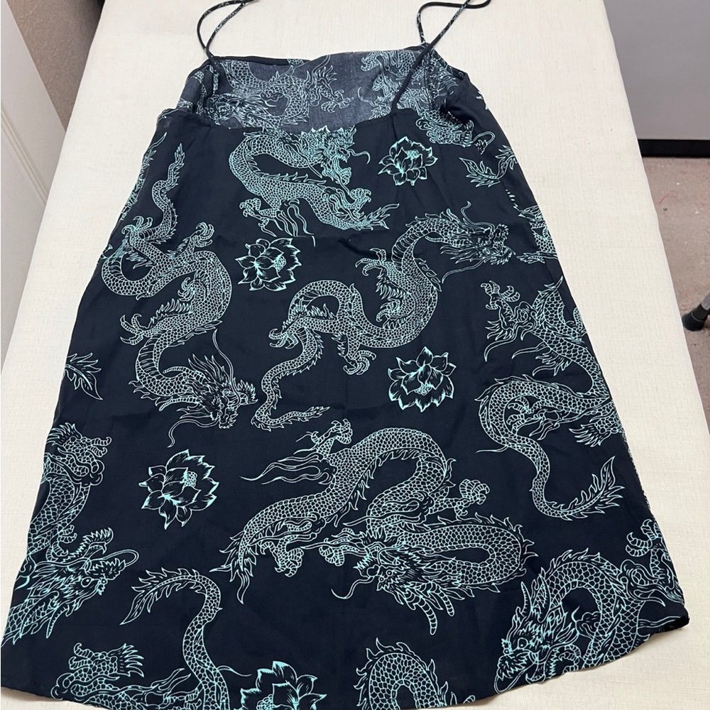 Motel S mint/black dragon flower slip dress - Picture 4 of 11